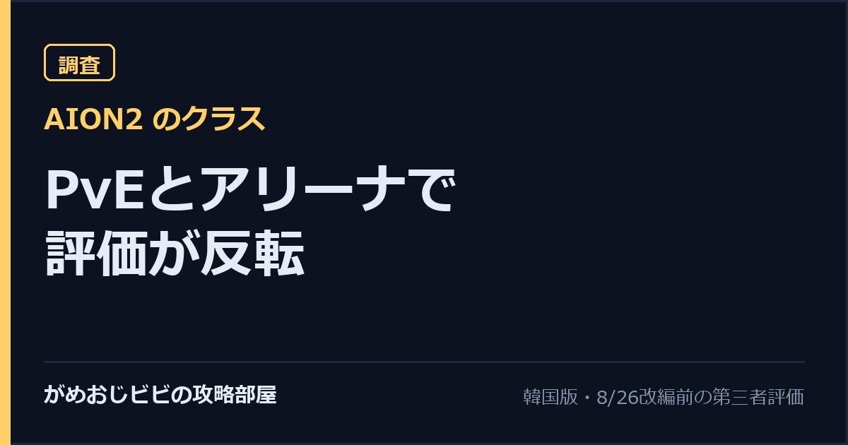AION2 クラス選び 韓国版ではPvEとアリーナで評価が反転 8月26日改編前 サムネイル