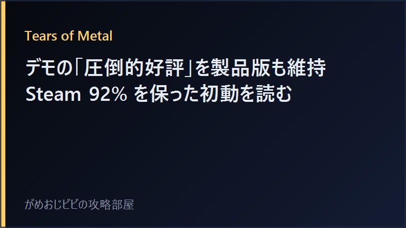 Tears of Metal 早期アクセス先行評判まとめ サムネイル